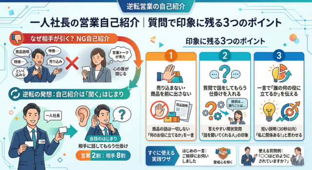 営業の自己紹介が決まらない一人社長へ｜質問で印象に残る３つのポイント