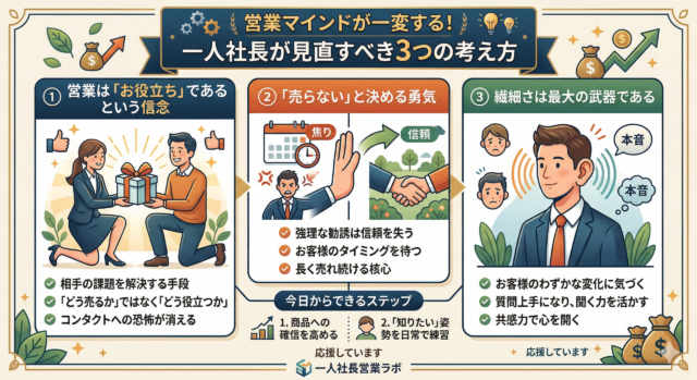 営業マインドが変わらない一人社長へ｜売れる前に見直す３つの考え方